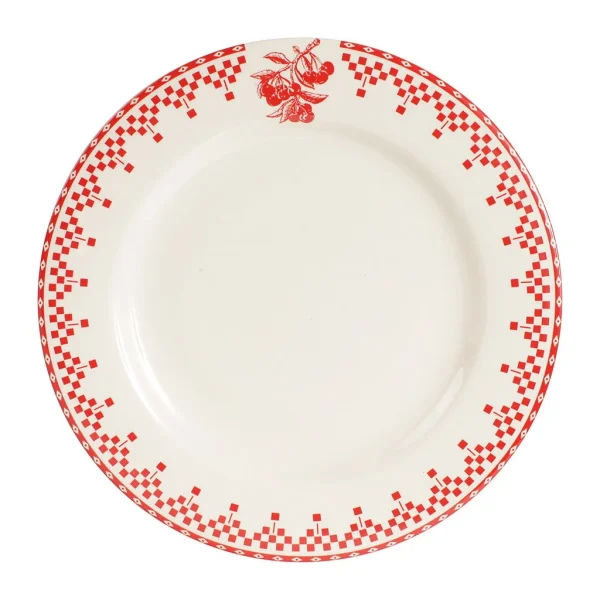 Comptoir De Famille Assiette Plate En Faïence Rouge D27cm – Damier en ligne officielle 1