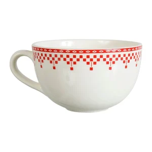 boutique en ligne france Comptoir De Famille Tasse Et Sous-tasse En Faïence Damier Rouge – Campagne 8