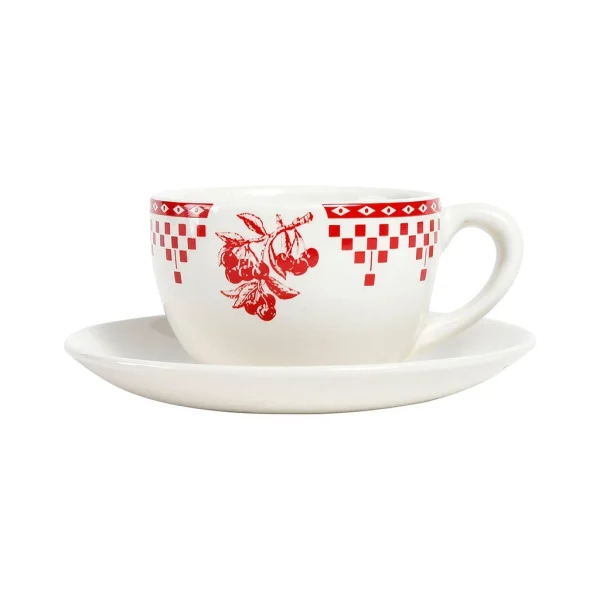 remise en ligne Comptoir De Famille Tasse à Thé Et Sous-tasse En Faïence Damier Rouge – Campagne 1