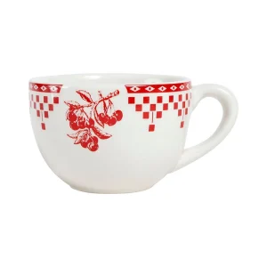 remise en ligne Comptoir De Famille Tasse à Thé Et Sous-tasse En Faïence Damier Rouge – Campagne 9