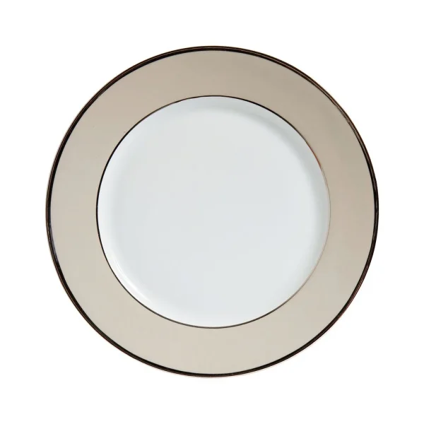 Côté Table Assiette Plate En Porcelaine Perle Et Platine D27cm – Ginger en ligne 1