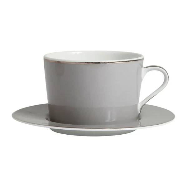 achat Côté Table Tasse Et Sous-tasse En Porcelaine Gris Et Platine – Ginger 1