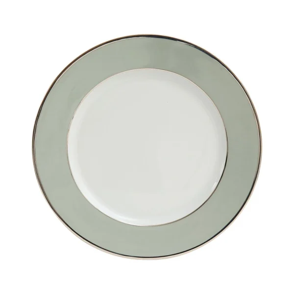 économies garanties Côté Table Assiette Plate En Porcelaine Vert D’eau Et Platine D27cm – Ginger 1