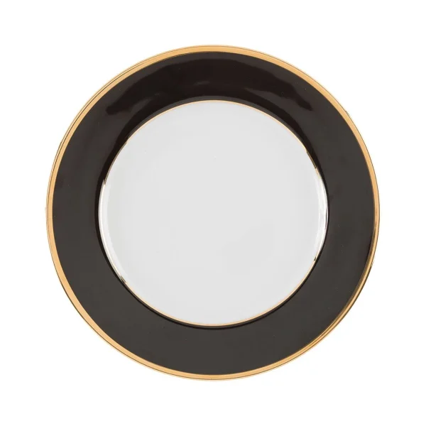 Côté Table Assiette Plate En Porcelaine Noir Et Doré D27cm – Ginger dernières 1