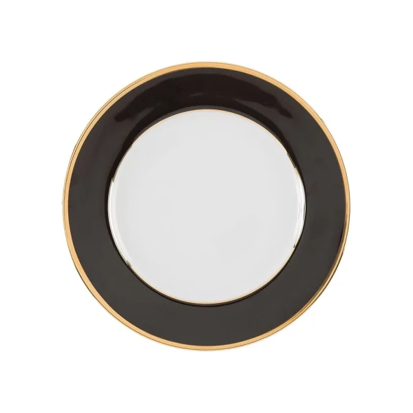 Côté Table Assiette à Dessert En Porcelaine Noir Et Doré D20cm – Ginger boutiqued en ligne 1