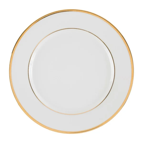 mode pas cher Côté Table Assiette De Présentation En Porcelaine Blanc Et Platine – Ginger 1