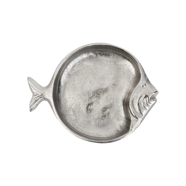 grossiste en ligne Côté Table Plat Poisson Ocean Gris Argente 20x15cm En Aluminium Et Nickel 1