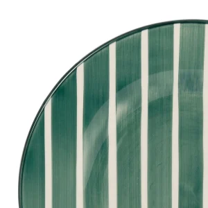 Côté Table Assiette Plate Rayée Sauge D28cm En Faience – Campagne marque pas cher 9