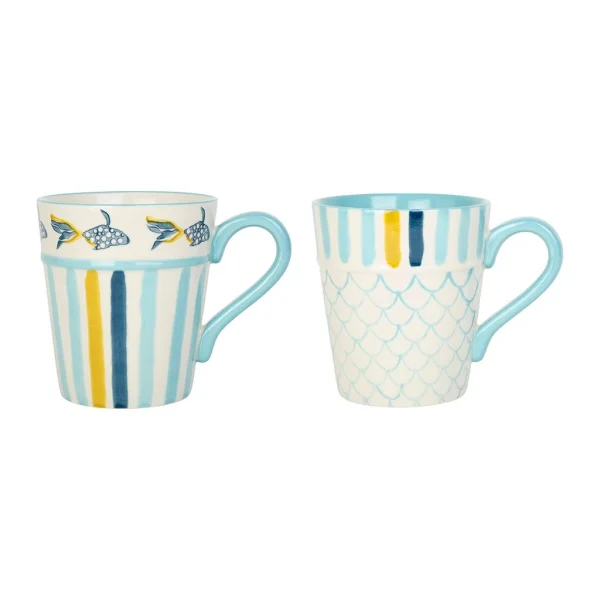 Jardin D’Ulysse Lot De 2 Mugs En Grès Bleu Ciel – Un été à La Mer qualité supérieure 1