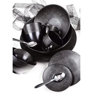 Table Passion Assiette à Dessert En Grès Noir D20.5cm – Vesuvio Prix très abordable 18