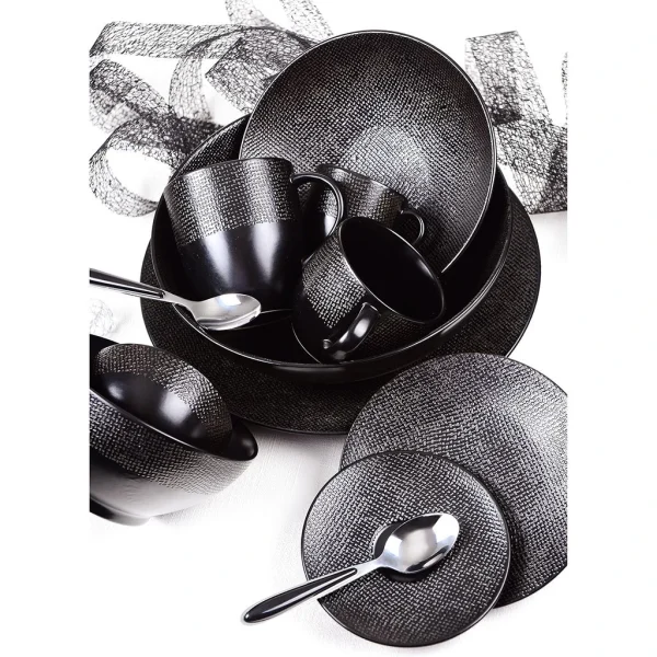 Table Passion Assiette à Dessert En Grès Noir D20.5cm – Vesuvio Prix très abordable 7