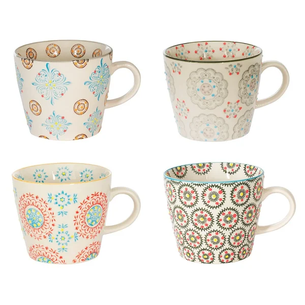 Table Passion Lot De 4 Tasses En Grès Multicolore – Boheme dernière tendance 1