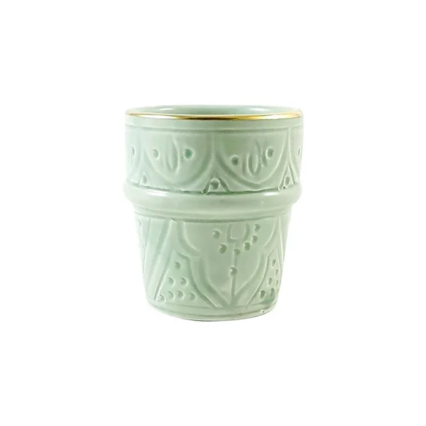 le grand escompte Chabi Chic Tasse Vert Amande, Liseré Doré D7.5xh7cm – Beldi Empreinte 1