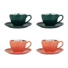 grande promotion SEMA DESIGN Tasse The Et Sous-tasse X4 Cof Pep’s Pop Emeraude Et Corail 25cl 11