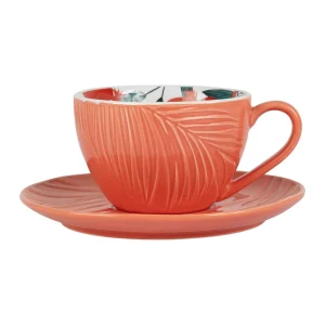 grande promotion SEMA DESIGN Tasse The Et Sous-tasse X4 Cof Pep’s Pop Emeraude Et Corail 25cl 9