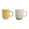 grande popularité SEMA DESIGN Lot De 2 Mugs En Grès Jaune Et Blanc – Courba 10