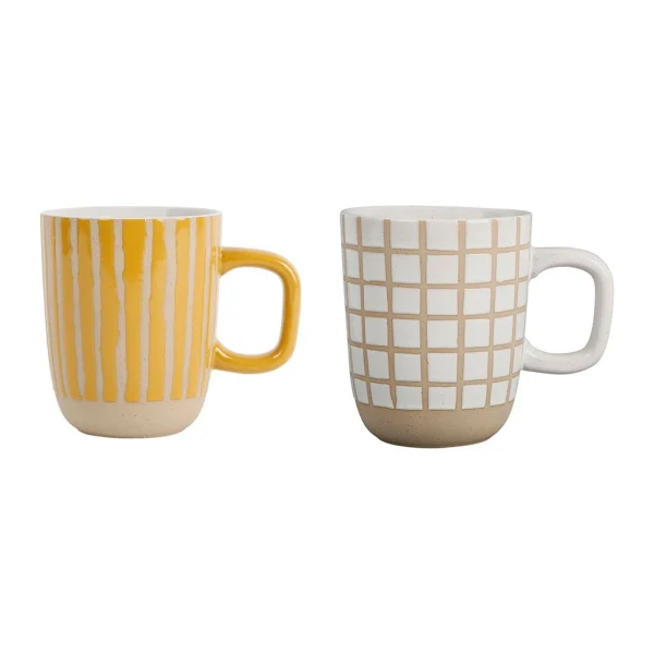 grande popularité SEMA DESIGN Lot De 2 Mugs En Grès Jaune Et Blanc – Courba 1