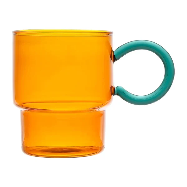 SEMA DESIGN Tasse à Thé En Verre Ambre Et émeraude 33cl – Belle Vie Retour Facile et Gratuit 1