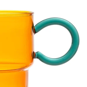 SEMA DESIGN Tasse à Thé En Verre Ambre Et émeraude 33cl – Belle Vie Retour Facile et Gratuit 8