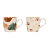 SEMA DESIGN Mugs X2 Terracotta Et Vert 30cl En Porcelaine – Sweet Leaves achat pas cher 11