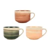 SEMA DESIGN Tasse Dejeuner X3 Sweet Leaves Terracotta+vert+corail 60cl-d12xh8.5cm Gres soldes en ligne 13