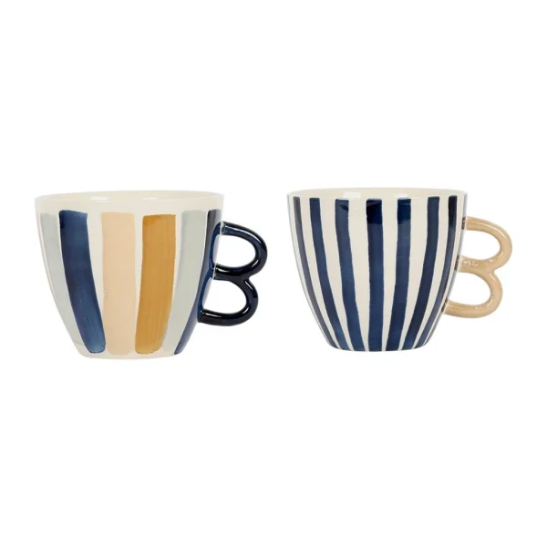 achetez SEMA DESIGN Tasse à Déjeuner X2 Bleu Et Beige 60cl En Grès – Blue Sand 1